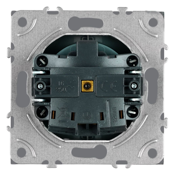 Розетка 1-местная с з/ш, с/з (механизм), СЗК, Stekker, 250В, 16А Эмили, RST16-5110-10ZK, платиново-серый, soft touch 50243