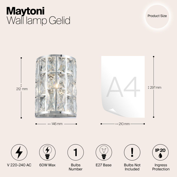 Настенный светильник Maytoni Gelid MOD184-WL-01-CH