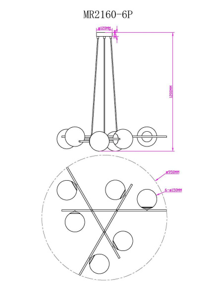 Подвесная люстра MyFar Ilana MR2160-6P