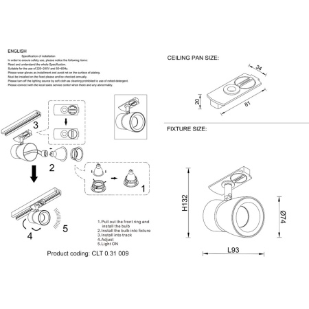 Трековый светильник Crystal Lux CLT 0.31 009 WH-GO