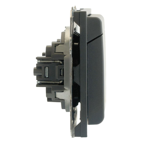 Розетка 1-местная с крышкой с защ. штор Stekker, б/з, 250В, 16А, серия Эмили, RST16-5113-05, черный уголь, soft touch 49852