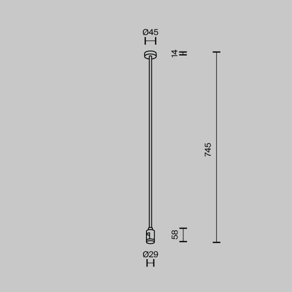 Крепление потолочное Long одинарное 700мм Maytoni Technical TRA159C-S1-PT