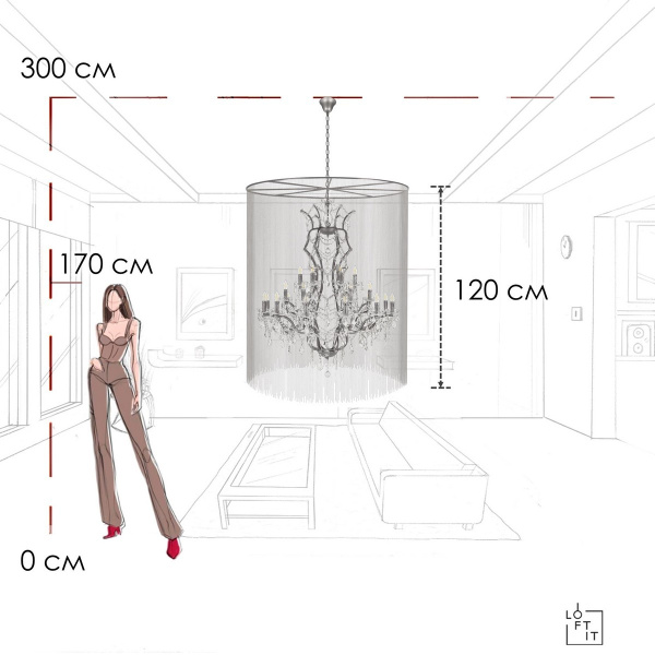 Подвесная люстра LOFT IT Vaille Crystal 10450/1200