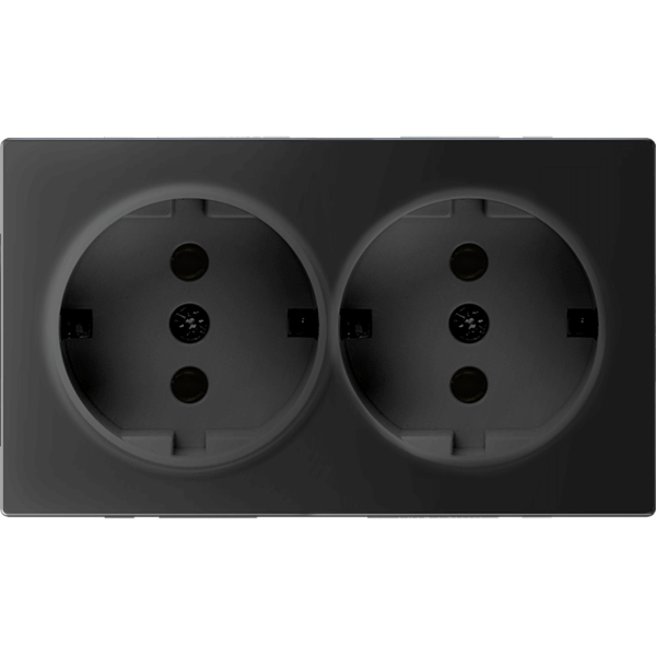 Розетка Werkel двойная с заземлением черный матовый W1172008 4690389156922