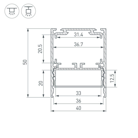 Профиль Arlight SL-Line-4050-3L-2000 Anod 044666