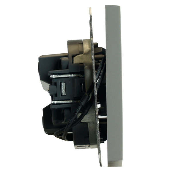 Выключатель 1-клавишный c индикатором (механизм), STEKKER, 250В, 10А, серия Эмили, RSW10-5101-10, платиново-серый, soft touch 49941