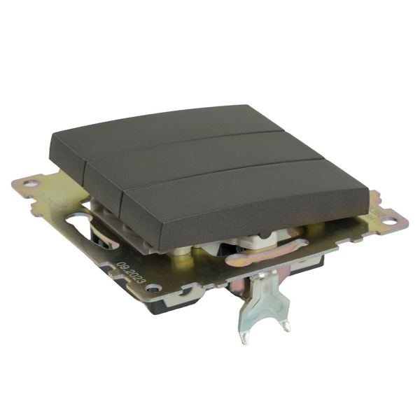 Выключатель трехклавишный Stekker Катрин графит GLS10-7108-06 49415