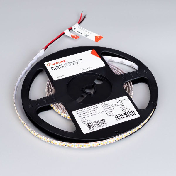 Светодиодная лента Arlight 6W/m 200Led/m 2835SMD дневной белый 5M RT-A200-8mm 24V Day4000-CX1 046939