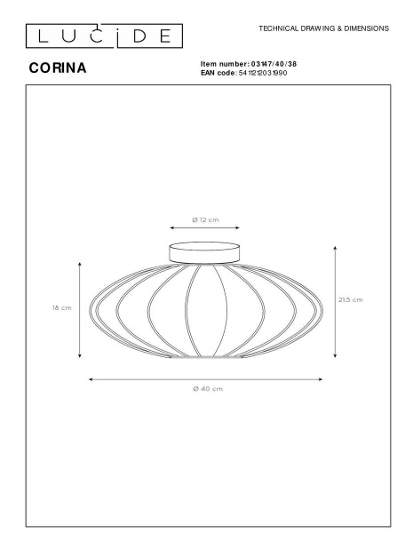 Потолочный светильник Lucide Corina 03147/40/38 Потолочный светильник Lucide Corina 03147/40/38