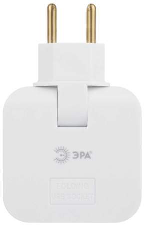 Разветвитель электрический ЭРА SPF-2-FL-USBC поворотный на 2 розетки + 2USB A+C 10А белый Б0069090