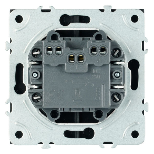 Выключатель 2-клавишный самовозвратный (механизм), Stekker, 250В, 10А Эмили, RSW10-5113-05, черный уголь, soft touch 50327