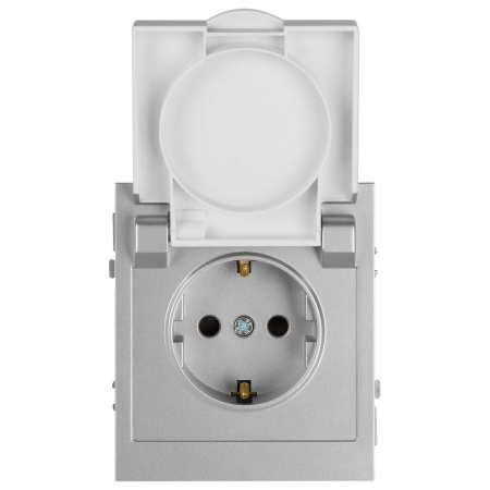 Розетка ЭРА Arktik 16-2103-03 с заземлением 2P+E Schuko со шторками с крышкой 16А-250В алюминий Б0070436