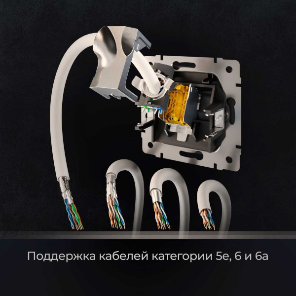 Розетка Ethernet RJ-45 cat. 6A экранированная (черный матовый) W5120108/ a069685