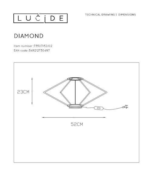 Настольная лампа Lucide Diamond 73507/52/02