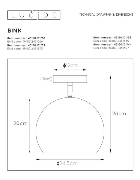 Спот Lucide Bink 45150/01/33