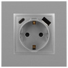 Розетка ЭРА Elegance 14-4108-03 2P+E 16A-250В со шторками с USB type-A+C 5В-3А алюминий Б0067741