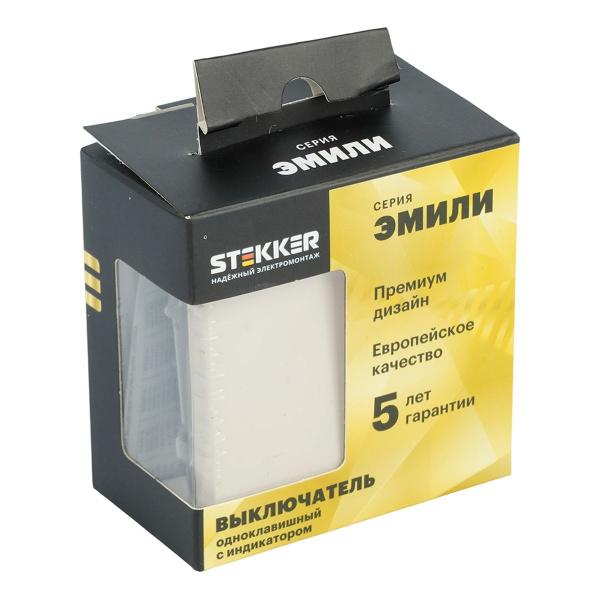 Выключатель 1-клавишный c индикатором (механизм), Stekker, 250В, 10А Эмили, RSW10-5101-08, кашемир, soft touch 49889