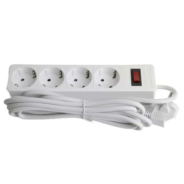 Сетевой фильтр 4-местный с/з Stekker HM20-41-03 3x1мм2, 3 м, серия Optima, белый 50090