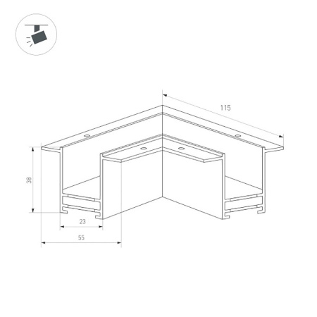 Коннектор угловой для магнитного шинопровода Arlight MAG-CON-2538-FDW-L90 (BK) 034229