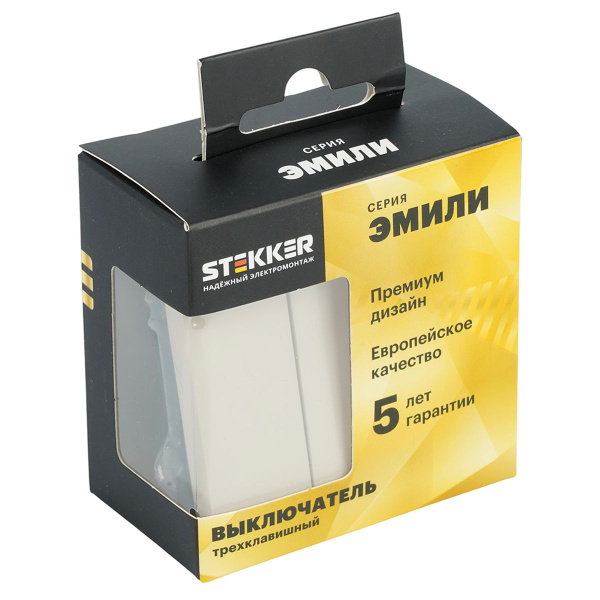 Выключатель 3-клавишный (механизм), Stekker, 250В, 10А Эмили, RSW10-5108-08, кашемир, soft touch 49896