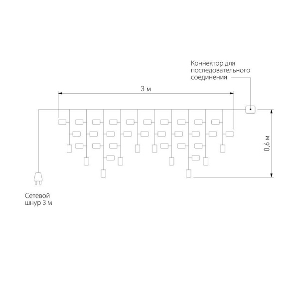 Уличная светодиодная гирлянда Eurosvet бахрома 230V 100-101 теплый белый с эффектом мерцания