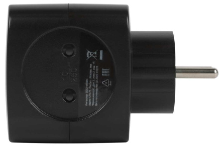 Разветвитель электрический ЭРА SP-2-USB-B на 2 розетки + 2xUSB 2400mA без заземления 10А черный Б0049535