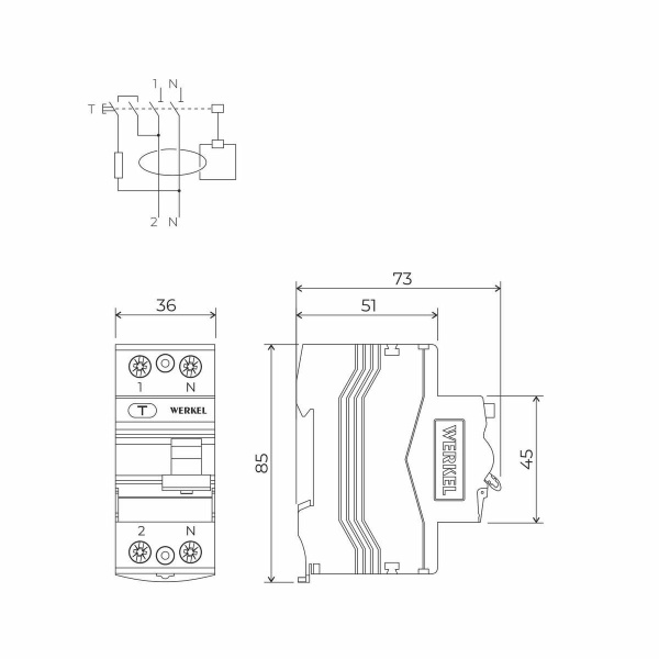 Устройство защитного отключения Werkel 1P+N 40A 100mА АС 6kА W812P404