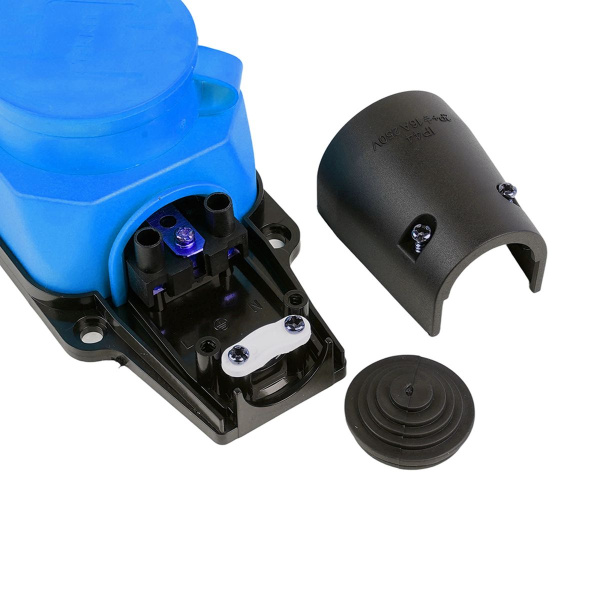 Розетка переносная 4-местная 2P+PE Stekker Одри с крышкой синий RST16-24-44-4 49402