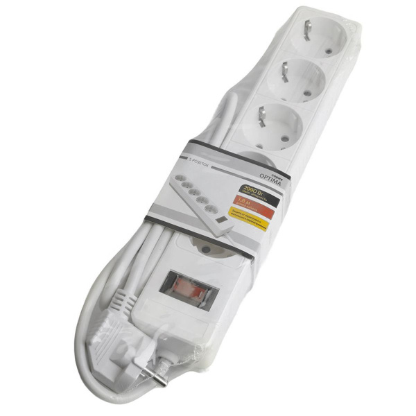 Сетевой фильтр 4-местный с/з Stekker HM20-41-02 3x1мм2, 1,8 м, серия Optima, белый 50089