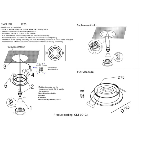 Встраиваемый светильник Crystal Lux CLT 001С1 WH