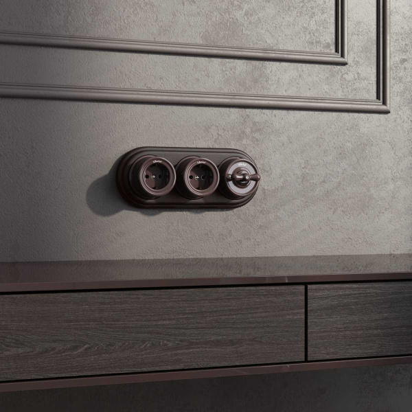 Переключатель-выключатель Werkel одноклавишный Retro коричневый W5612014 4690389166723