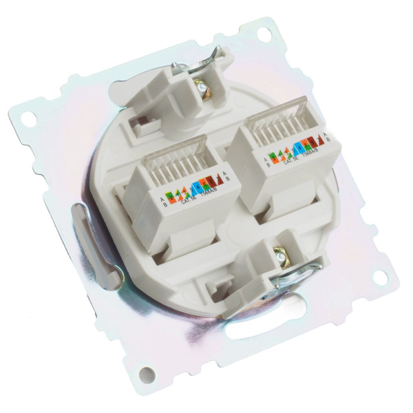 Розетка компьютерная 2-местная RJ-45 (механизм) Stekker GLS00-7109-01 Катрин, белый 50003