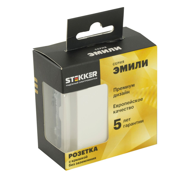 Розетка 2P Stekker Эмили со шторками крышкой белый фарфор RST16-5113-01 49878