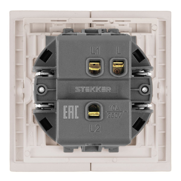 Переключатель 1-клавишный (механизм), Stekker, 250В, 10A Мия, RSW10-3105-08, пудровый жемчуг 50477