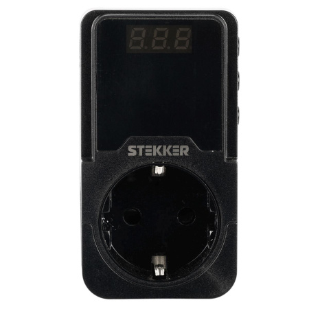 Реле напряжения для розетки регулируемое Stekker VPR-200B, 230В,16A,черный 50690