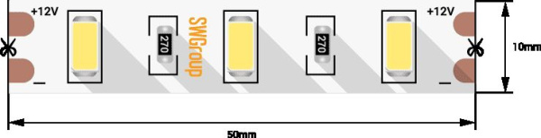 Светодиодная лента SWG 12W/m  60Led/m 5630SMD теплый белый 5M SWG660-12-12-WW-M 009714