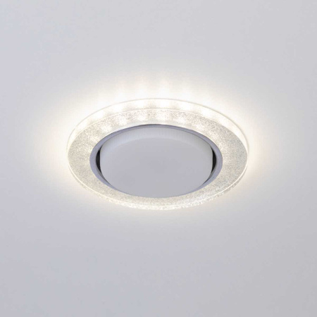 Светильник встраиваемый cо светодиодной подсветкой ЭРА DK LD51 CH/SHSL под лампу GX53 хром/серебро Б0057466