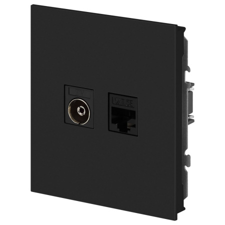 Розетка ЭРА Arktik 16-3110-05 комбинированная RJ45+TV антрацит Б0070498