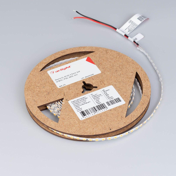 Светодиодная лента Arlight 6W/m 140Led/m 2835SMD теплый белый 5M UL-A140-3.5mm 24V Warm3000 045971