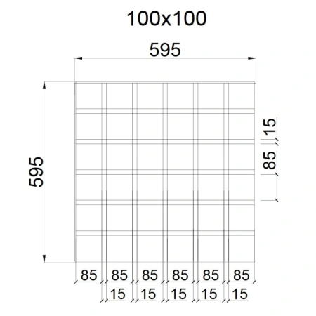 Рейка для потолочной решетки 100x100 Албес GL15 600х37 мм мама белый