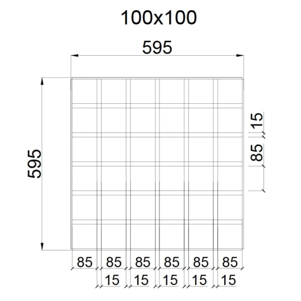 Рейка для потолочной решетки 100x100 Албес GL15 600х37 мм папа металлик