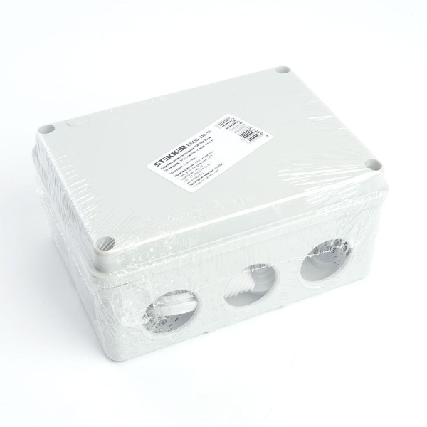 Коробка разветвительная Stekker EBX10-310-55, 150*110*70мм,10 вводов, IP55, светло-серая (GE41242) 39999