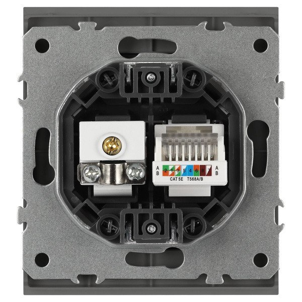 Розетка ЭРА Arktik 16-3110-06 комбинированная RJ45+TV графит Б0070499