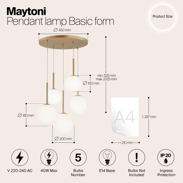 Подвесная люстра Maytoni Basic form MOD321PL-05G1