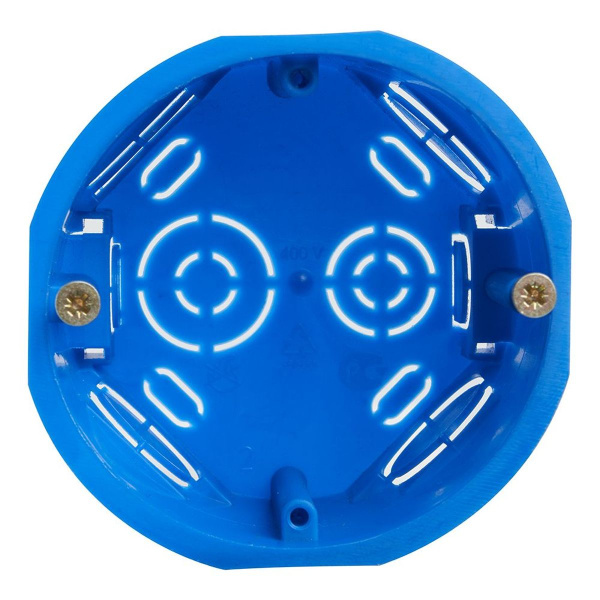 Подрозетник 68*45 Stekker EBX20-01-2 для сплошных стен, синий (с инд. стикером) 39855