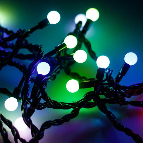 Уличная светодиодная гирлянда Ardecoled шарики 230V разноцветный ARD-Ball-Classic-D13-20000-Black-200Led RGB 025579