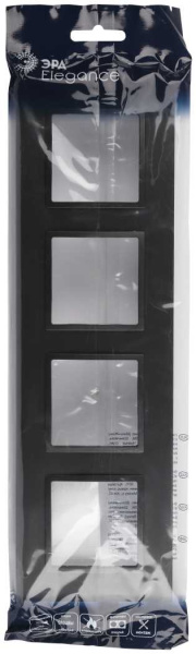 Рамка для розеток и выключателей ЭРА Elegance 14-5014-05 Classic, на 4 поста, антрацит Б0060590