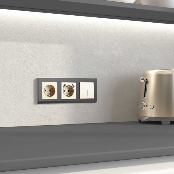 Выключатель Werkel одноклавишный проходной с подсветкой шампань W1112111 4690389157110