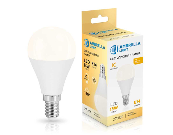 Лампа светодиодная Шар P45 13W 2700K Ambrella light Bulding 451313