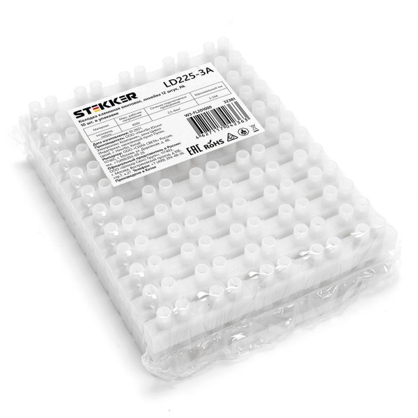 Колодка клеммная винтовая Stekker, линейка 12 штук, полиамид, LD225-3A 32381